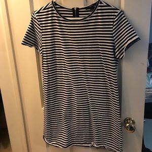 Back and white striped t- shirt dress